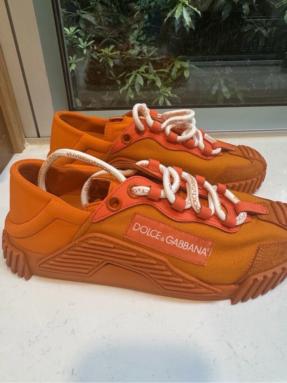 Dolce & Gabbana Kids Orange and White Treaded Sneakers - Picture 3 of 5
